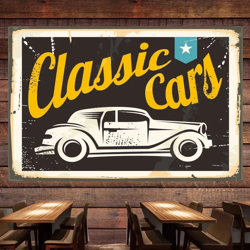 Auto Repair Shop For Sale - الكلاسيكية سيارة خمر المشارك العلم جدارية