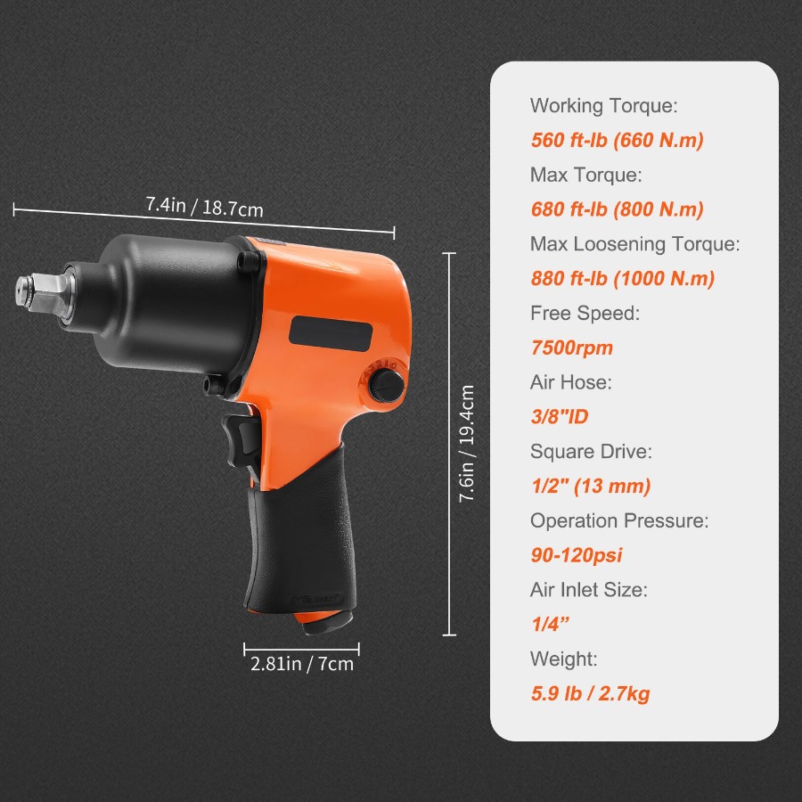 مفتاح ربط هوائي 1/2 بوصة، أداة - مراجعة Pneumatic Impact Wrench وسعره